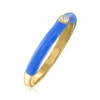 Ross-Simons Italijanski Blue Emajl prsten sa CZ naglaskom na 18kt zlato preko sterlinga za žensko, odrasla
