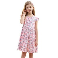Youmylove haljine za djevojke Dječja djeca Dječja ljetna leteća rukava cvjetni printova princeza haljina