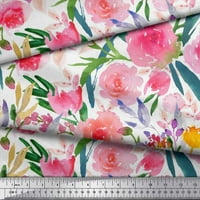 Soimoi Japan Crepe Satin Tkaninski cvijet i ostavlja akvarelor tiskano zanatsko tkanina od dvorišta