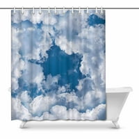 Kružite bijeli oblaci Sloj s plavim nebom vodootporni tuš za tuširanje dekor tkanine