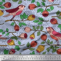 Soimoi ružičasta pamučna volana tkanina umjetnička ptica i cvjetna tiskana tkanina od dvorišta široka