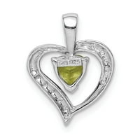 Bijeli sterling srebrni šarm Privjesak tematski peridot Heart Green Diamond 13