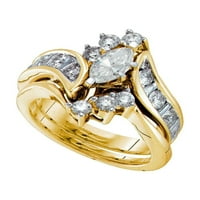 Dijamantna princeza 14kt žuti zlatni markizni dijamant Bridal Wedding prsten set CTTW