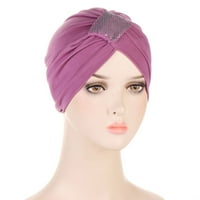 Kape za žene Unizno čišćenje Prodaja Žene Solid Rhinestone Indija Musliman Ruckele Chemo Hat Headwear