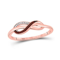 Dijamantna princeza 10kt Rose Gold Womens okruglica crvene boje Poboljšani dijamantski beskonačni prsten