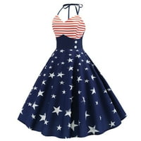 Lolmot Američka zastave Haljine ženske elegantne 1950-ih koktel haljina 4. jula Dan neovisnosti haljina