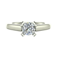 Dijamantni zaručnički prsten za žene okrugli pasijans 4-prong 14k bijelo zlato 0. Carat