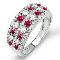 Kolekcija Dazzlingock 10k okrugli rubin i bijeli dijamantski ženski obljetni vjenčani prsten, bijelo