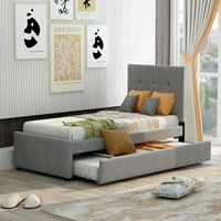 Twin krevet sa vin odgaračenim platformom sa uzglavljenim krevetom sa uzglavljenim i kore, jakim drvenim