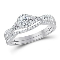 Ženska čvrstoća 14kt bijela zlata Dijamantna okrugla mladenka za vjenčani prsten set CTTW prsten veličine