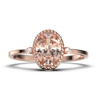 Prekrasan boho i hipi 1. Karat ovalni morgatitni i dijamantski movali zaručni prsten, vjenčani prsten