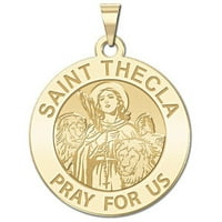Slikovitolgold.com Saint Thecla Religijska medalja Ogrlice Privjesci Veličina nikla -Solida 14k bijelo
