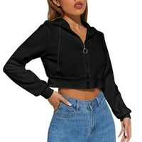 NJSHNMN Ženska prevelika zip up džemper jakne za ženska jakna sa prednjim duksevima Ženska pamučna kapuljača,