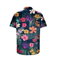 Havajski majice za muškarce veliki i visoki gumb s kratkim rukavima dolje tropske cvjetne tiskane mashertne