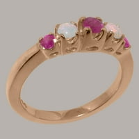 Britanska napravljena 18K ruža Zlatni prirodni rubin i Opal ženski prsten - Veličine opcije - Veličina