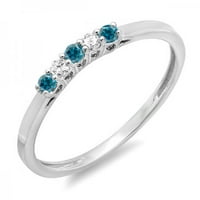 DazzlingRock kolekcija 0. Carat 14K okrugli plavi i bijeli dijamantski dame kamen vjenčani prsten za