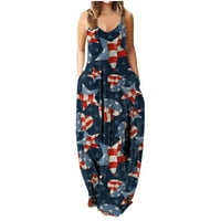 Ljetne haljine za žensku plažu američka zastava Patriotska slatka haljina suncobrany casual boho haljina
