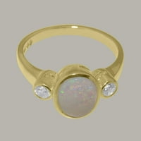 Britanska izrađena 9k žuto zlatni prirodni prsten i dijamantni ženski prsten - Veličine opcije - Veličina