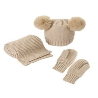 Šeširi šal rukavi postavljeni dječji šešir zimski topli ruljičani pompon pleteni šešir za dječake