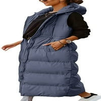 Dabuliu ženski s kapuljačom dugim prslukom zimske bez rukava toplo lagana prekrivana odjeća prema dolje