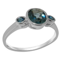 Britanci napravio 14k bijelo zlato Real Erinein London Blue Topaz ženski Obećani prsten - Veličine Opcije