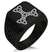 Nehrđajući čelik Celtic Triquetra isprepleteni čvor Geometrijski uzorak uzorak Biker stil polirani prsten