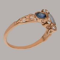 Britanska napravljena 18k ružični zlatni prsten sa prirodnim opal safir kubičnom cirkonijom Ženski godišnjica