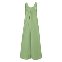 Capri pantalone za žene modni umetci solidne boje džepova retro dugme Strap kombinezona MINT Green XL