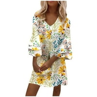 Tking Modne žene Ljeto Ležerne prilike V-izrez Print srupke Mini haljina za ljetno Ležerne prilike za