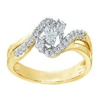 Bijeli prirodni dijamantski zaobići Obećaj prsten u 10k žutom zlatu