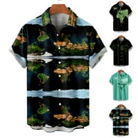Qolati Hawaiian majice za muškarce Ležerne prilike kratkog rukava s kratkim rukavima dolje Henleys bluza