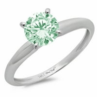 2. CT sjajan okrugli rez simulirani zeleni dijamant 14k bijeli zlatni pasijans prsten sz 3.5