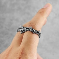 Toyella trendi muški modni pentagram titanijum čelični prsten Punk 6