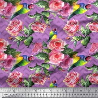 SIMOI CREPE svilena tkanina, lišće i ruža cvjetni otisak šivaći tkaninski dvorište širom