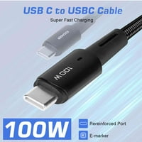 Urban USB C do USB C kabel 6,6ft 100W, USB 2. TIP CUPLING kabel Brzi naboj za Motorola Jedan Hyper,