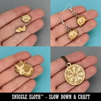 Seahorse icon Drveni mini čari Oblicili DIY Craft nakit - sa rupom
