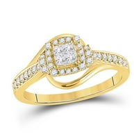 14k žuta zlatna princeza dijamantski kvadratni prsten CTTW