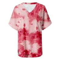 Jjayotai Womens T-majice Plus Veličina čišćenja ženska moda plus veličina gradijentna boja V-izrez kratkih