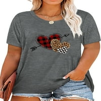 Anbech Plus size Ženska majica Love Heart CrewNeck Thirt majica rukave na velikoj grafičkim slatkim