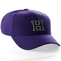Klasični bejzbol šešir po mjeri A do Z inicijalno pismo, ljubičasta kapa bijela crna slova H