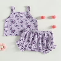 Bagilaanoe Toddler Baby Girl Short Hlače postavljeni cvjetni printirani vrhovi bez rukava + kratke hlače 3T Djeca Ležerne ljetne odjeće