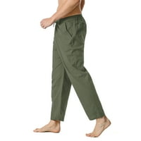 Sayhi home elastične strugove hlače pamučno-posteljine muške lagane labave haljine muške hlače zašivene