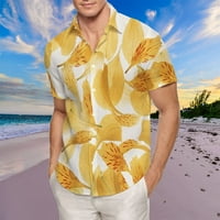 Muška košulja Ljeto Kratko tanak fit modna košulja za prozračnost zlato xxl