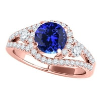 Mauli dragulji 1. Carat Round Cut Antique Halo Tanzanite Diamond Bridal prsten za brisanje žena