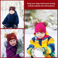 Kids Winter Pompom Hat Pleted Ski Beanie Hat Double Pom Beanie Cap za djevojke Dječake, za 1- godine