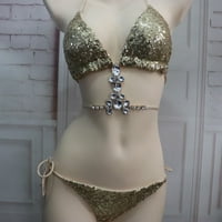 Tankini kupališta za žene Žene Crystal Bušilice Bikini set plaže kupaći kostimi za plažu kupalište GOLD
