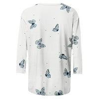 Košulje za žene Ležerne modne leptir štampanje o vratu tri četvrtine rukava za majicu