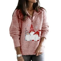 Aloohaidyvio Terra i Sky Božićni vrhovi, ženski božićni džemper s V-izrezom Santa Claus Štampani patentni