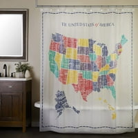 Početna Sjedinjene Države Mapa za zavjese za tuširanje 70 72 Višebojna boja