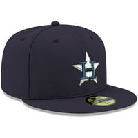 Muška nova Era Navy Houston Astros Bijeli logo 59fifty ugrađen šešir